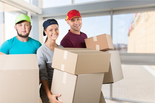 Packed boxes and household items ready for flat removals in West London