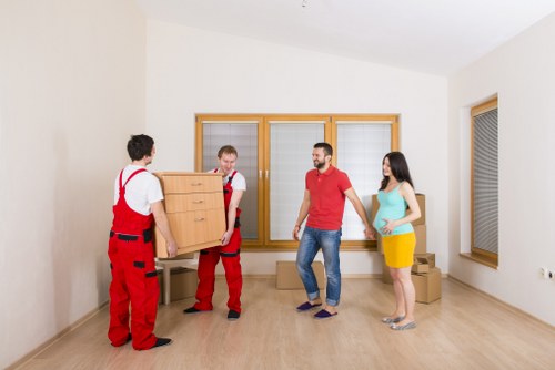 Office relocation planning in Notting Hill with boxes and business equipment