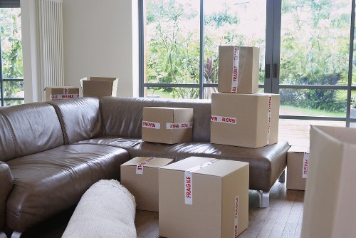 Packed boxes and furniture ready for local relocation